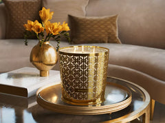 Mystic Cedar Scented Candle & Metal Window Gold sleeve 1600g