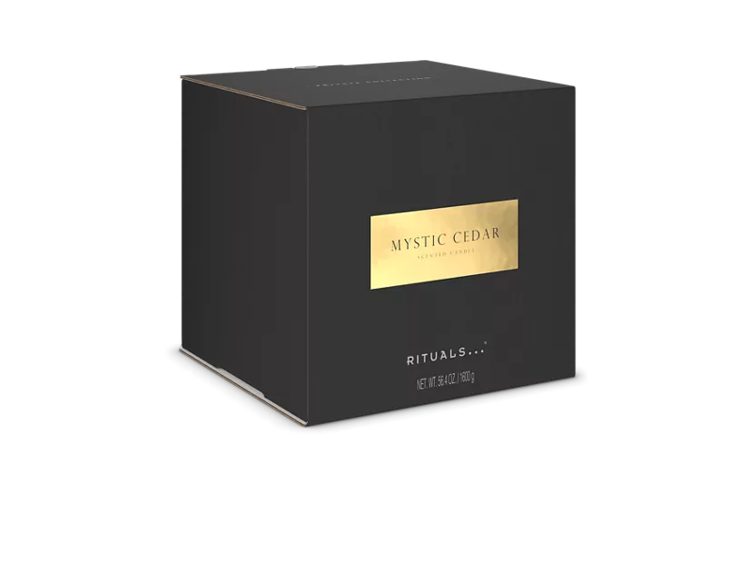 Mystic Cedar Scented Candle & Metal Window Gold sleeve 1600g