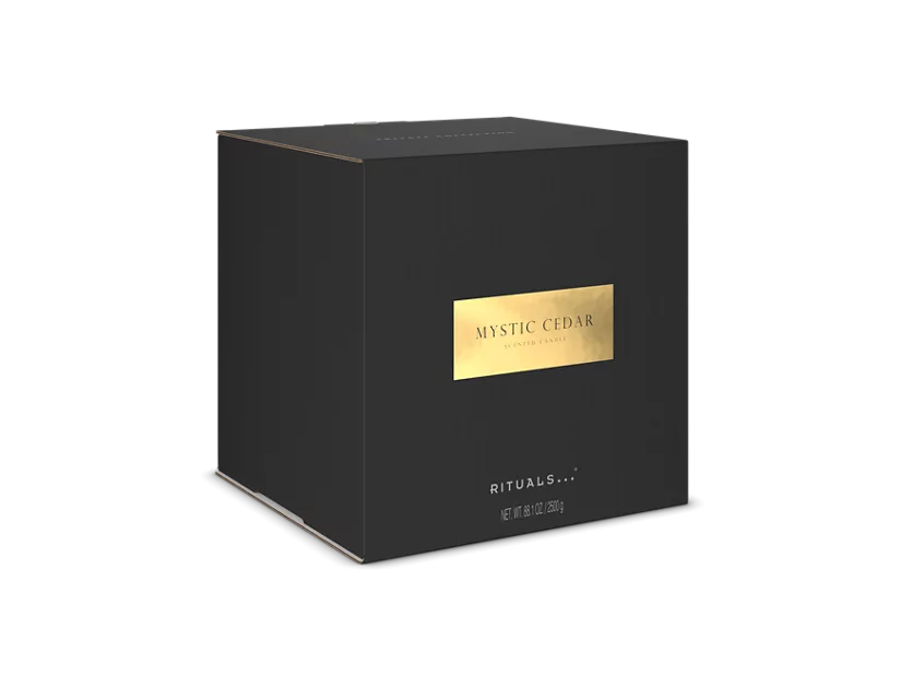 Mystic Cedar Scented Candle & Metal Window Gold sleeve 2500g